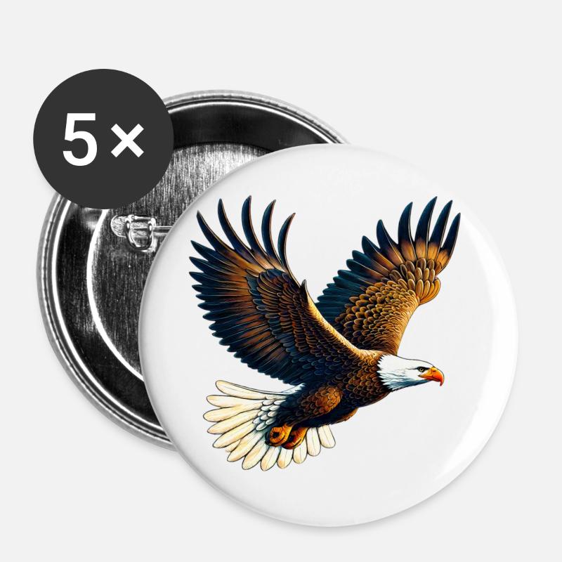 Adler - Buttons groß 56 mm (5er Pack) - Weiß