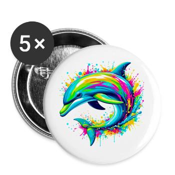Delfin - Buttons groß 56 mm (5er Pack) - Weiß - Vorne