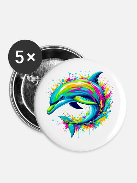 Delfin - Buttons groß 56 mm (5er Pack) - Weiß