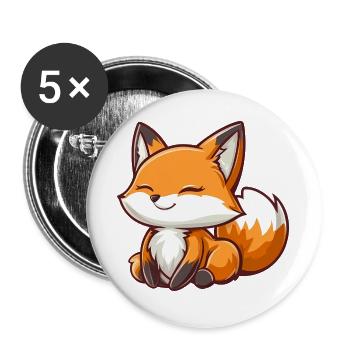 Cute and Happy Fox in Cartoon Style - Buttons large 2.2''/56 mm (5-pack) - white - Front