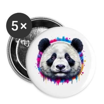 Panda - Lot de 5 grands badges (56 mm) - blanc - Devant