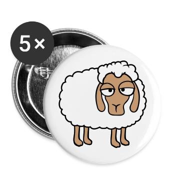 Sheep Tired Bored Look Sheep Lamb Sweet - Buttons large 2.2''/56 mm (5-pack) - white - Front