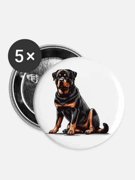 Rottweiler - Buttons groß 56 mm (5er Pack) - Weiß