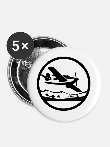 Luftfahrzeug Grafik - Buttons groß 56 mm (5er Pack) - Weiß