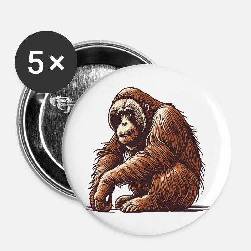 Orangutan - Buttons large 2.2''/56 mm (5-pack) - white