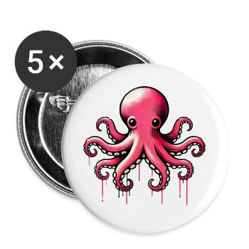 Krake - Buttons groß 56 mm (5er Pack) - Weiß - Vorne