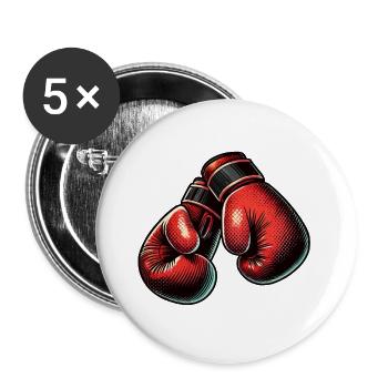 gants de boxe boxe - Lot de 5 grands badges (56 mm) - blanc - Devant