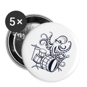 Rockin' Octopus Drummer - Sea Beats - Buttons large 2.2''/56 mm (5-pack) - white - Front