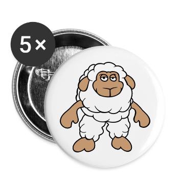Sheep Stands Cool Bored Tired Cartoon Comic - Buttons large 2.2''/56 mm (5-pack) - white - Front