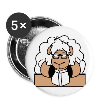 mouton nerd geek livre lecture nerd lunettes à monture de corne bureau - Lot de 5 grands badges (56 mm) - blanc - Devant