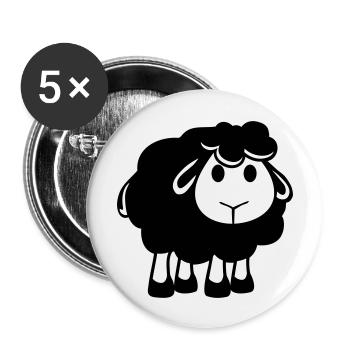 mouton noir petit mignon mignon agneau cool bande dessinée - Lot de 5 grands badges (56 mm) - blanc - Devant