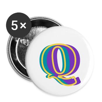 Mehrfarbiger Buchstabe q - Buttons groß 56 mm (5er Pack) - Weiß - Vorne