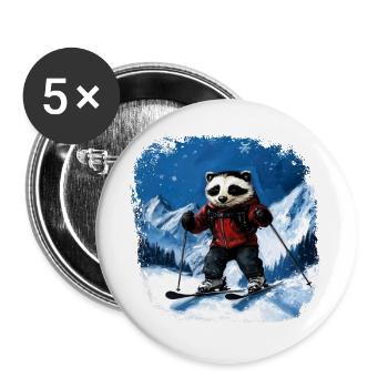Skier Badger - Buttons large 2.2''/56 mm (5-pack) - white - Front
