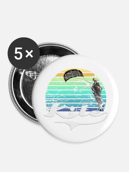 Kite Retro - Buttons groß 56 mm (5er Pack) - Weiß
