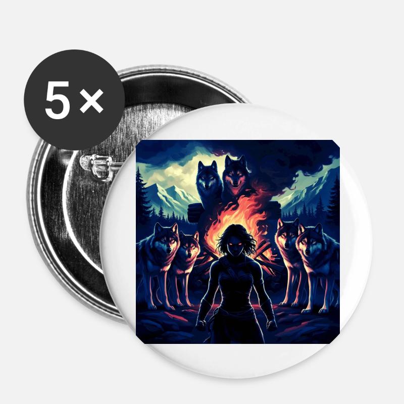 Primal Warrior - Buttons large 2.2''/56 mm (5-pack) - white