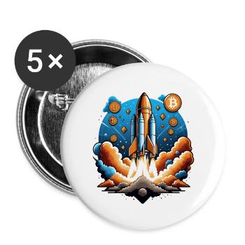 Bitcoin Crypto Crypto to the Moon Gift - Buttons large 2.2''/56 mm (5-pack) - white - Front