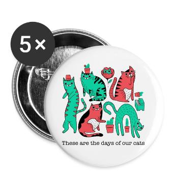 Cat chaos in pop art style - Buttons large 2.2''/56 mm (5-pack) - white - Front