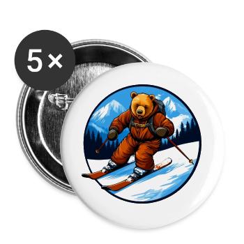 Ski Bears - Buttons large 2.2''/56 mm (5-pack) - white - Front
