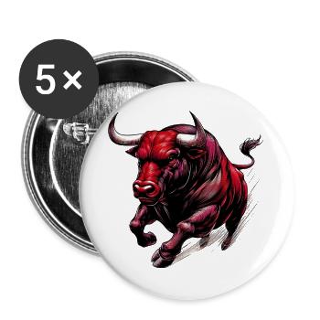Stier - Buttons groß 56 mm (5er Pack) - Weiß - Vorne