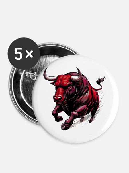Stier - Buttons groß 56 mm (5er Pack) - Weiß