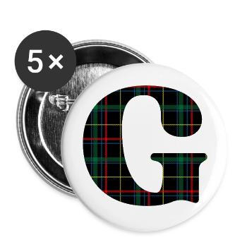 Monogramm g Schottischer Tartan - Buttons groß 56 mm (5er Pack) - Weiß - Vorne