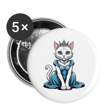 Cat Princess Queen Cat Elegant Gift - Buttons large 2.2''/56 mm (5-pack) - white - Front