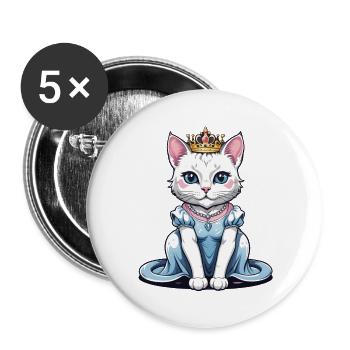 Cat Princess Queen Cat Elegant Gift - Buttons large 2.2''/56 mm (5-pack) - white - Front
