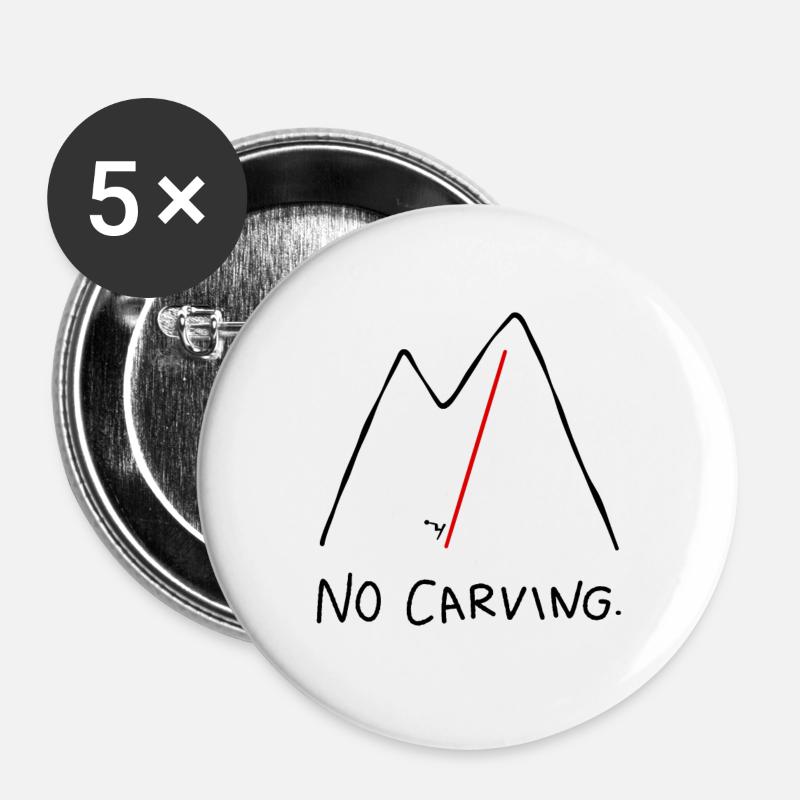 Skier downhill run no carving - Buttons large 2.2''/56 mm (5-pack) - white