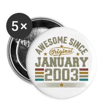 Rétro Cadeau D'anniversaire Nées En Janvier 2003 - Lot de 5 grands badges (56 mm) - blanc - Devant