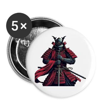 Bushido des Samurai-Kriegers - Buttons groß 56 mm (5er Pack) - Weiß - Vorne