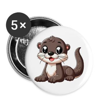 Otter child - Buttons large 2.2''/56 mm (5-pack) - white - Front