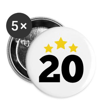 20 Jahre Stern - Geschenk zum 20-jährigen Jubiläum - Buttons groß 56 mm (5er Pack) - Weiß - Vorne