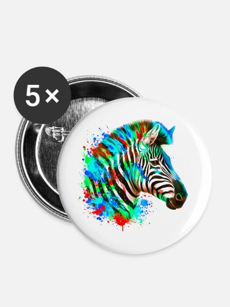 Zebra - Buttons groß 56 mm (5er Pack) - Weiß