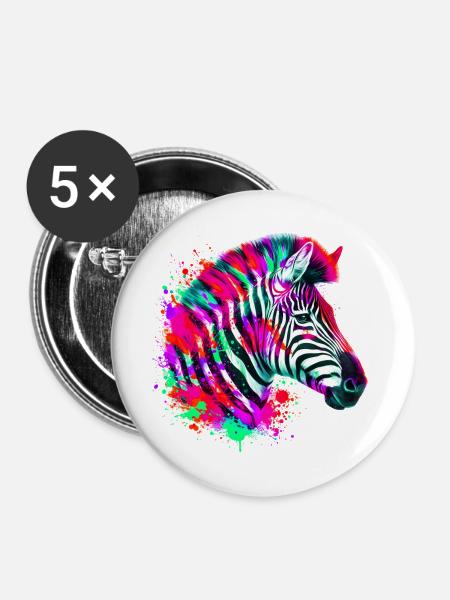Zebra - Buttons groß 56 mm (5er Pack) - Weiß