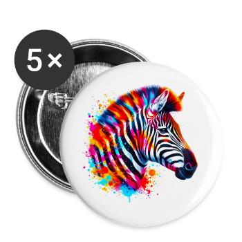 Zebra - Buttons groß 56 mm (5er Pack) - Weiß - Vorne