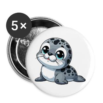 Baby-Robbe - Buttons groß 56 mm (5er Pack) - Weiß - Vorne