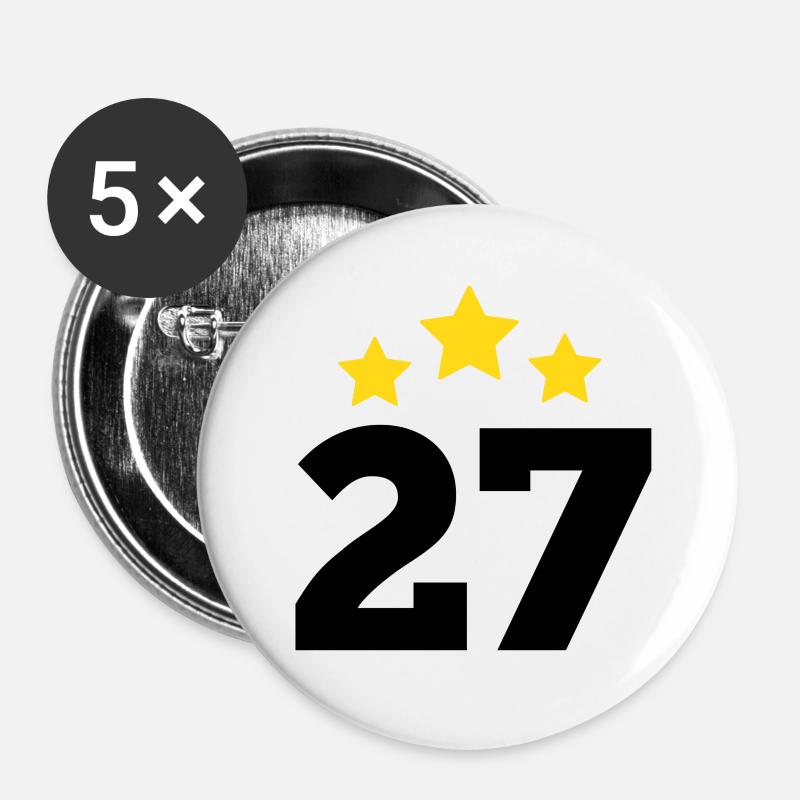 27 Year Star - 27th Anniversary Gift - Buttons large 2.2''/56 mm (5-pack) - white