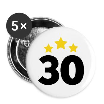 30 ans étoile - cadeau 30e anniversaire - Lot de 5 grands badges (56 mm) - blanc - Devant