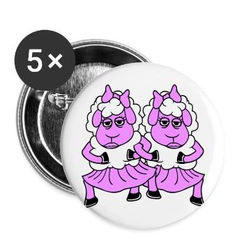 2 Couple de moutons Fatigué Ennuyé Copines Cool - Lot de 5 grands badges (56 mm) - blanc - Devant
