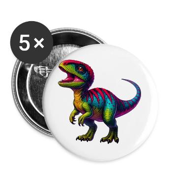Dinosaurier - Buttons groß 56 mm (5er Pack) - Weiß - Vorne
