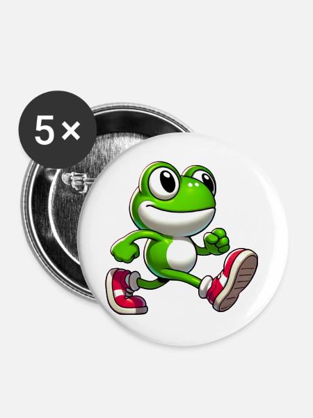 Frosch - Buttons groß 56 mm (5er Pack) - Weiß
