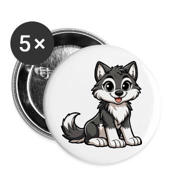 Girl wolf - Buttons large 2.2''/56 mm (5-pack) - white - Front