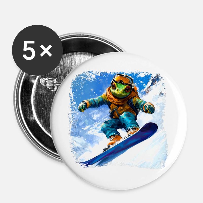 Snowboard Chameleon - Buttons large 2.2''/56 mm (5-pack) - white