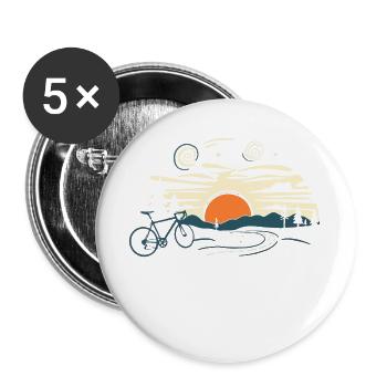 Gravel Ride cadeau pour un cycliste - gravel bike - Lot de 5 grands badges (56 mm) - blanc - Devant