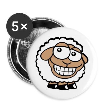 Sheep Grin Looks Stupid Cheeky Smile Happy - Buttons large 2.2''/56 mm (5-pack) - white - Front