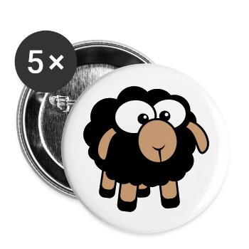 mouton noir petit mignon mignon agneau cool bande dessinée - Lot de 5 grands badges (56 mm) - blanc - Devant