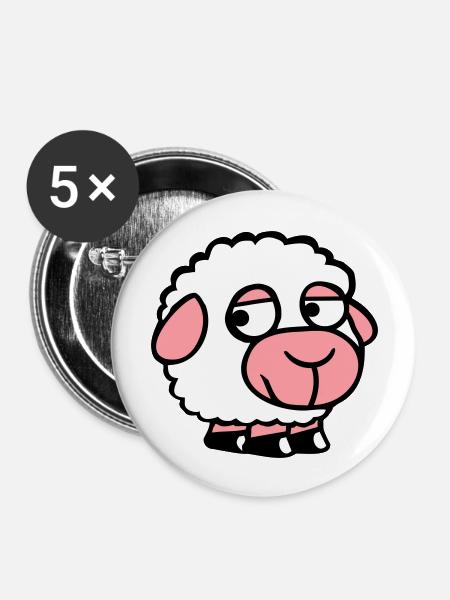Schaf Traurig Schüchtern Introvertiert Unglücklich - Buttons groß 56 mm (5er Pack) - Weiß