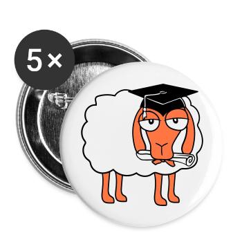 Sheep School Certificate College Graduation Abi Students - Buttons large 2.2''/56 mm (5-pack) - white - Front