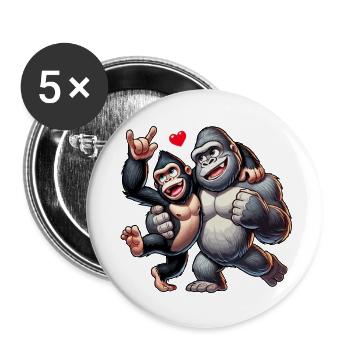 Couple de gorilles - Lot de 5 grands badges (56 mm) - blanc - Devant