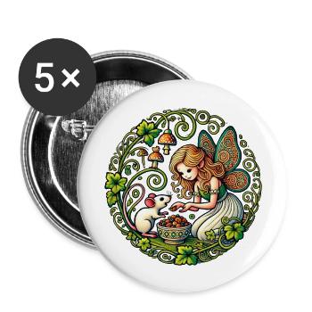 Fée Souris - Lot de 5 grands badges (56 mm) - blanc - Devant